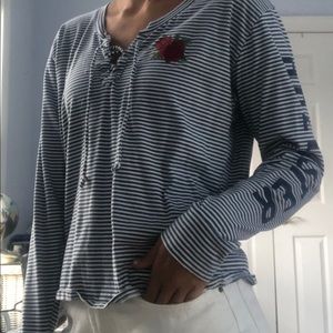 Blue and white striped Hollister shirt long sleeve
